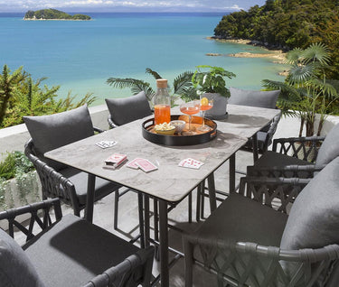 Quatropi Quatropi 6 Seater Outdoor Garden Bar Table And Stools Set Aluminium Grey