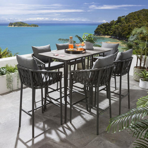 Verity 6 Seater Garden Bar Set - Grey