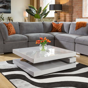 Quatropi Quatropi 900mm Coffee Table Square Grey Gloss Modern Designer 7E