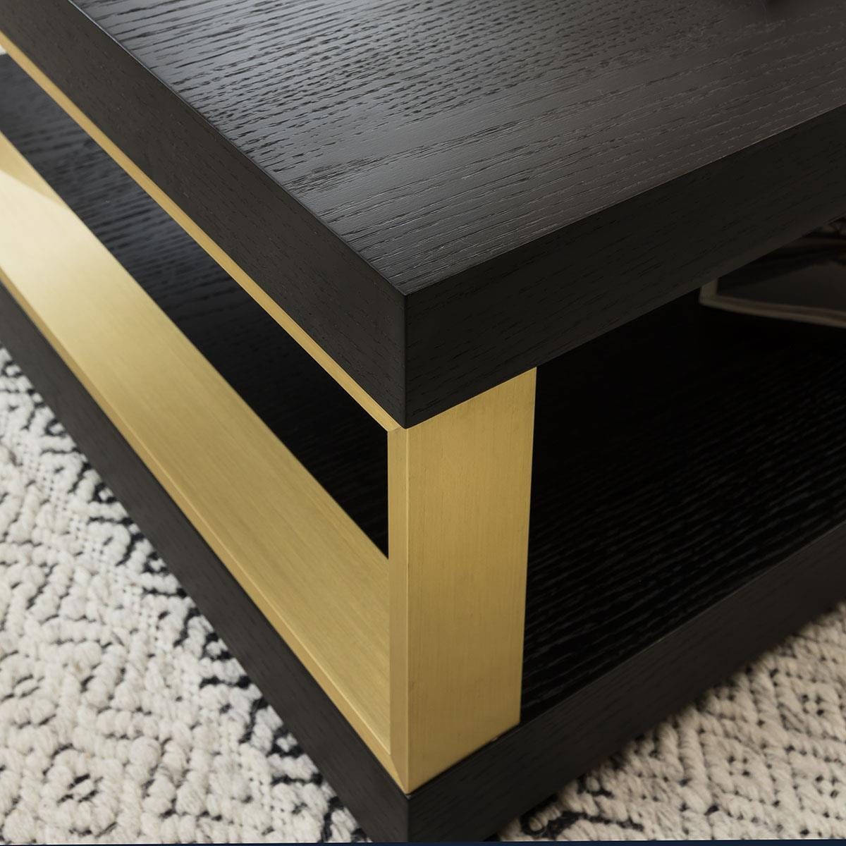 Quatropi Coffee Table Rectangular Black Oak & Glass with Aluminium Acc