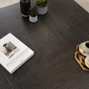 Quatropi Quatropi Coffee Table Square Smoked Oak Wood Finish & Rifle Grey Metal Legs
