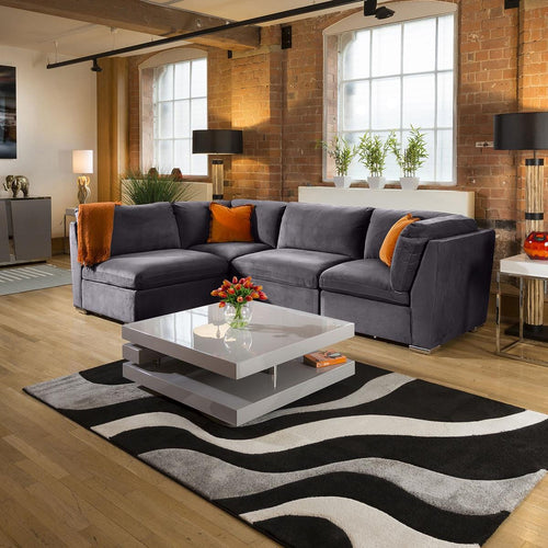 Quatropi Comfy Mikey Corner Sofa Dark Grey L Shape 4 Seat 12R