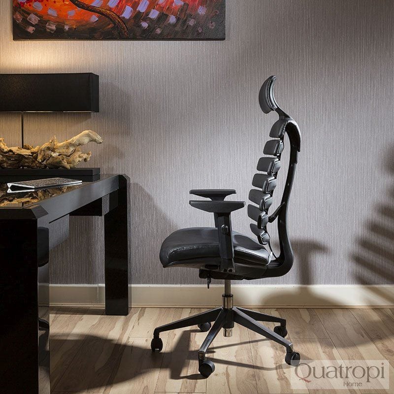Quatropi Quatropi Design Ergomomic Luxury Executive Black Leather Office Chair