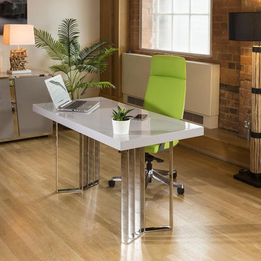 Quatropi Quatropi Designer Large Darcy 1400 x 700 Desk Table Grey Gloss