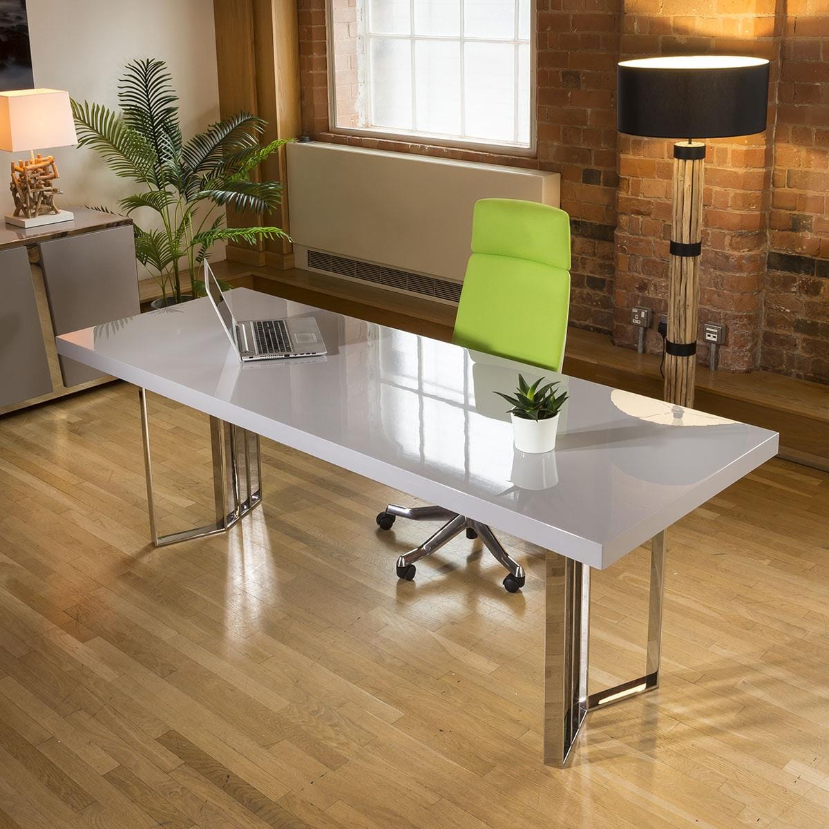 Quatropi Quatropi Designer Large Darcy 2200 x 800 Desk Table Grey Gloss