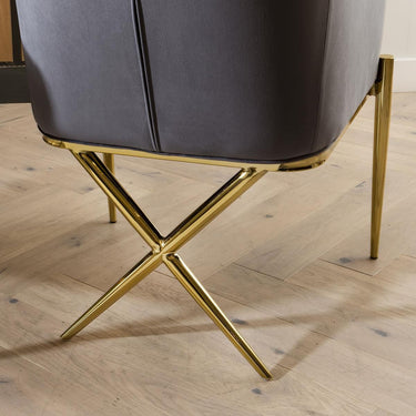 Quatropi Quatropi Dining Carver Chair Set of 2 Grey Velvet Curved Back on Gold Legs
