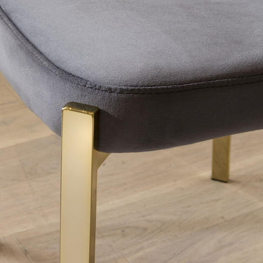 Quatropi Quatropi Dining Chair Set of 2 Grey Velvet Wingback on Gold Legs