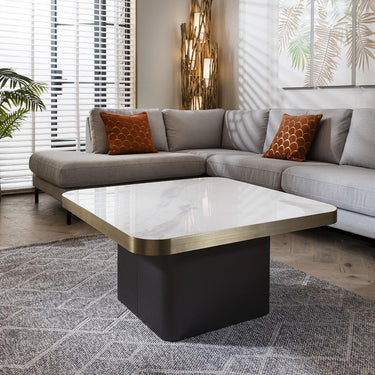 Quatropi Quatropi Exclusive Square Coffee Table Ceramic Marble 90cm White
