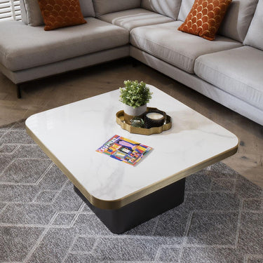 Quatropi Quatropi Exclusive Square Coffee Table Ceramic Marble 90cm White