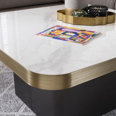 Quatropi Quatropi Exclusive Square Coffee Table Ceramic Marble 90cm White