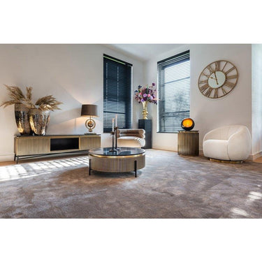 Quatropi Quatropi Gold Metal Drum Coffee Table - 90cm Round Premium Black Marble Top - Ironville
