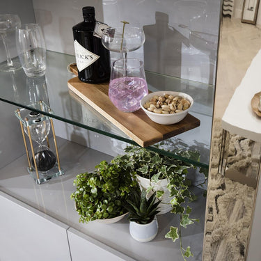 Quatropi Quatropi Large Display Case Grey Gloss - Glass Shelving & Polished Metal Frame