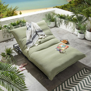 Quatropi Quatropi Large Garden Cushioned Sun Lounger Premium Outdoor Green