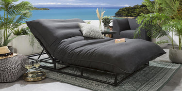 Quatropi Quatropi Large Garden Cushioned Sun Lounger Premium Outdoor Grey
