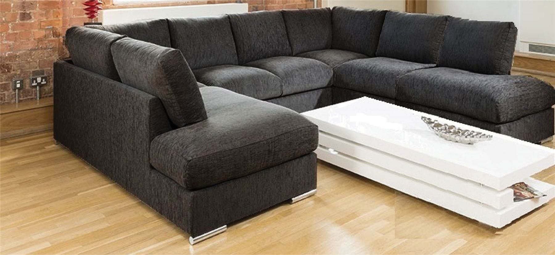 Quatropi Quatropi Large Sofa Set Settee Corner Group U Shape Grey 3.3 x 2.9m