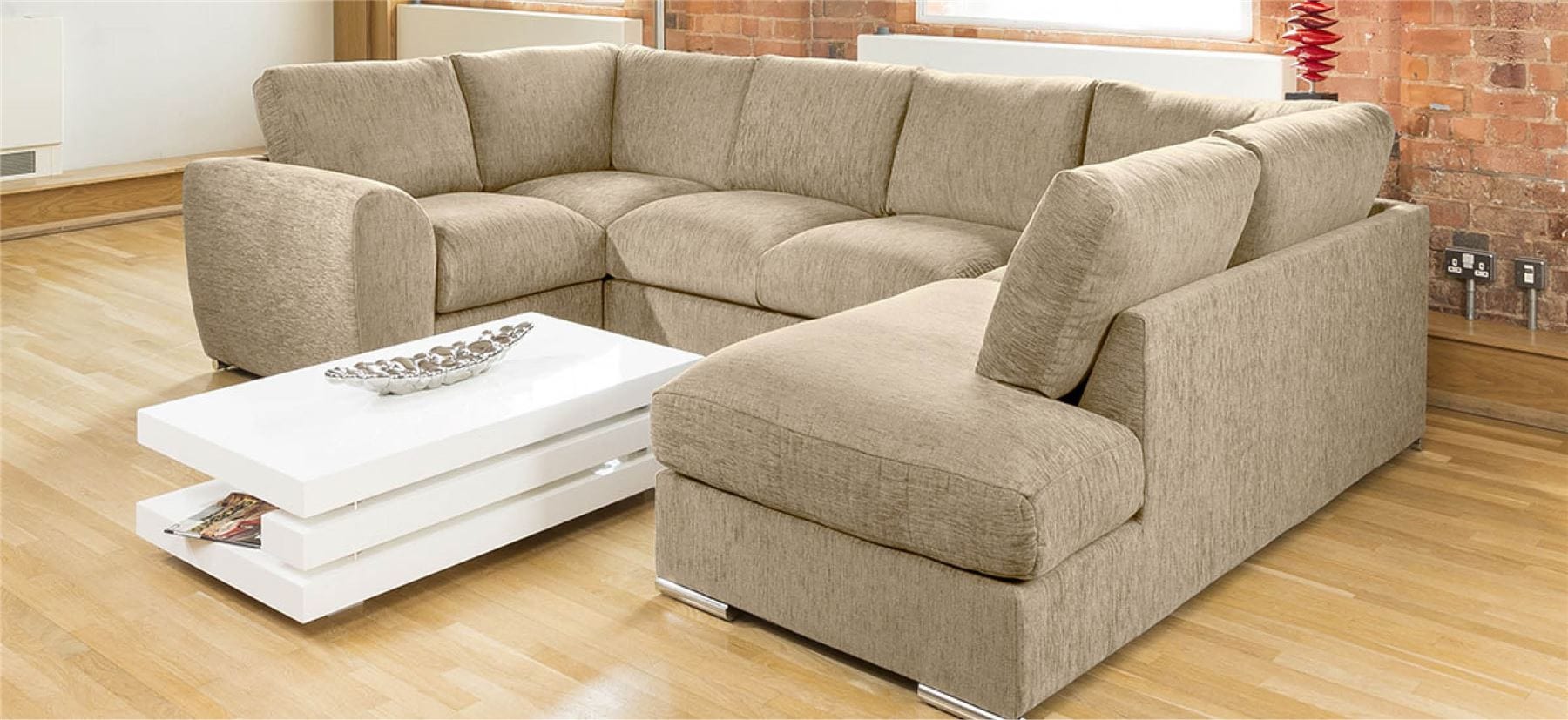 Quatropi Quatropi Large Sofa Set Settee Corner Group U Shape Grey 3.3x2.1m R