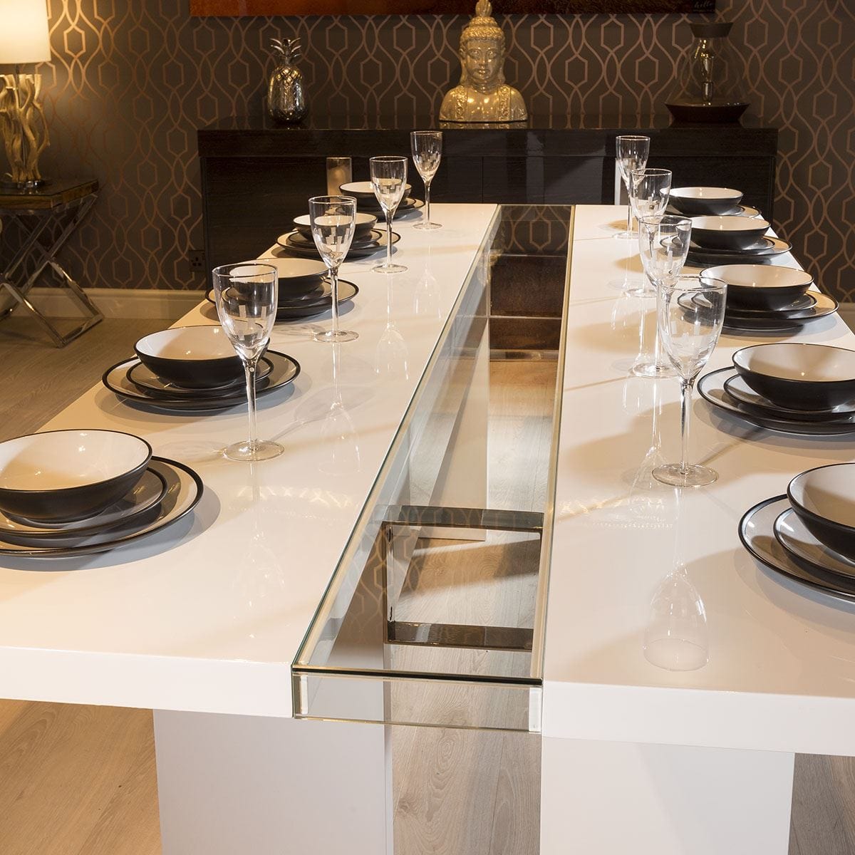 Quatropi Quatropi Luxury Large 12 Seater 240cm Dining Table White Gloss / Glass
