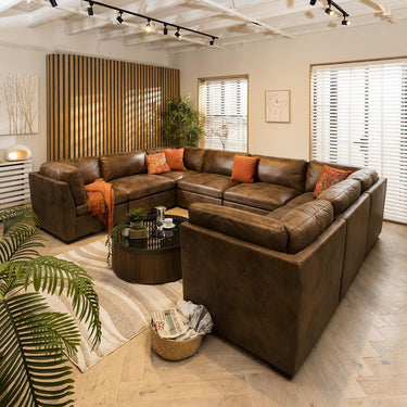 Quatropi Quatropi Luxury Large U-Shaped Modular Sofa Brown Fabric 11