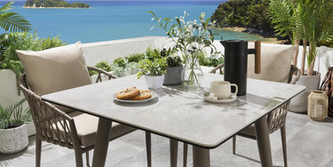 Quatropi Quatropi Modern 2 Seater Ceramic Garden Table And Chairs Set Beige