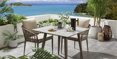 Quatropi Quatropi Modern 2 Seater Ceramic Garden Table And Chairs Set Beige