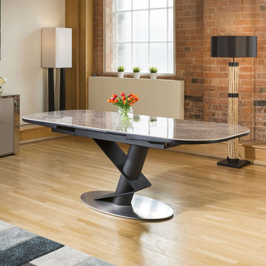 Quatropi Quatropi Modern 8 Seater Ceramic Extending Dining Set Grey Charcoal
