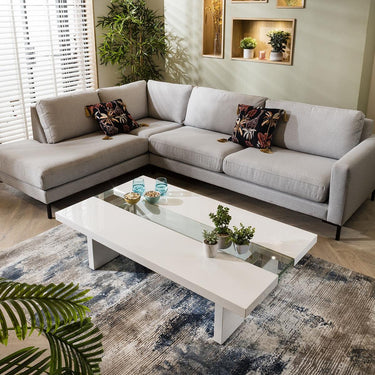Quatropi Quatropi Modern Coffee Table High Gloss White Glass Strip 140x80cm