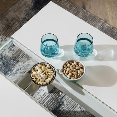 Quatropi Quatropi Modern Coffee Table High Gloss White Glass Strip 140x80cm