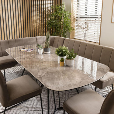 Quatropi Quatropi Modern Corner Bench Dining Set 8 Seater Ceramic Extending Mink