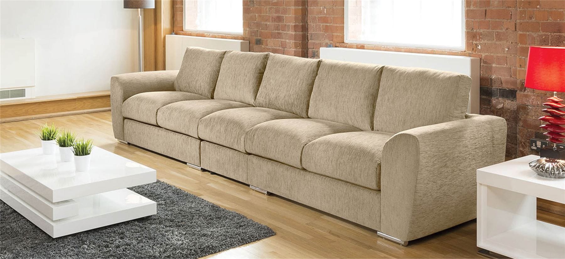 Quatropi Quatropi Modern Extra Large Wide 5 Seater Sofa / Settee Grey 4.1x1.0m