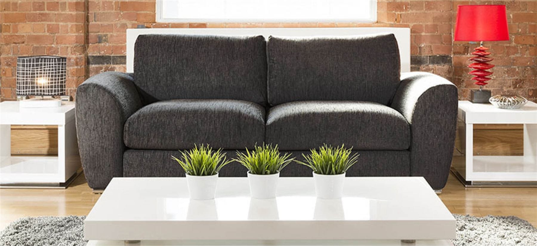 Quatropi Quatropi Modern Large 3 Seater Settee/Sofa Made to Order Grey Fabric
