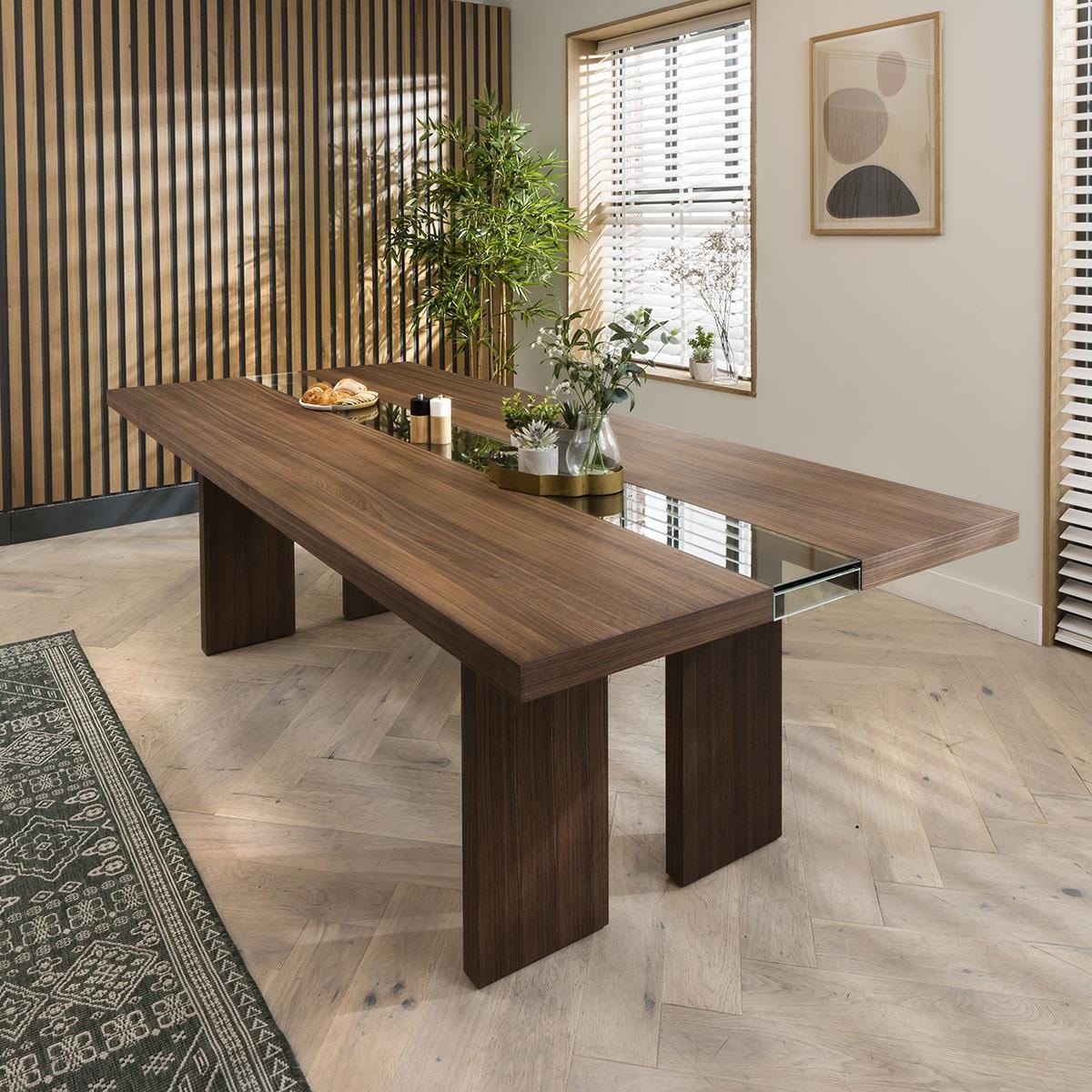 Quatropi Modern Large Kitchen 10 Seater Dining Table 240cm Walnut Brown