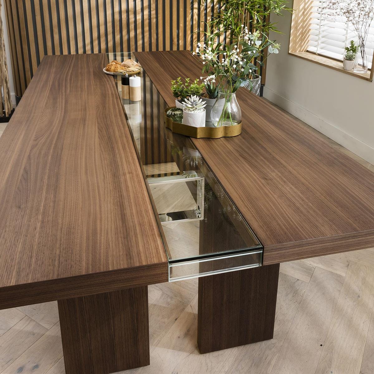 Quatropi Modern Large Kitchen 10 Seater Dining Table 240cm Walnut Brown