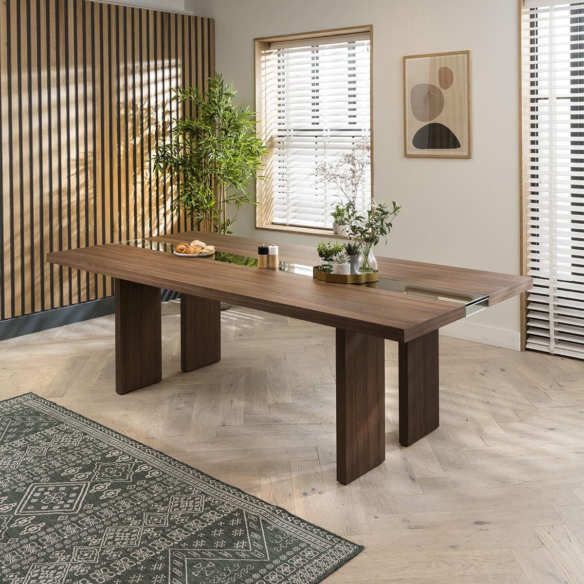 Quatropi Modern Large Kitchen 10 Seater Dining Table 240cm Walnut Brown