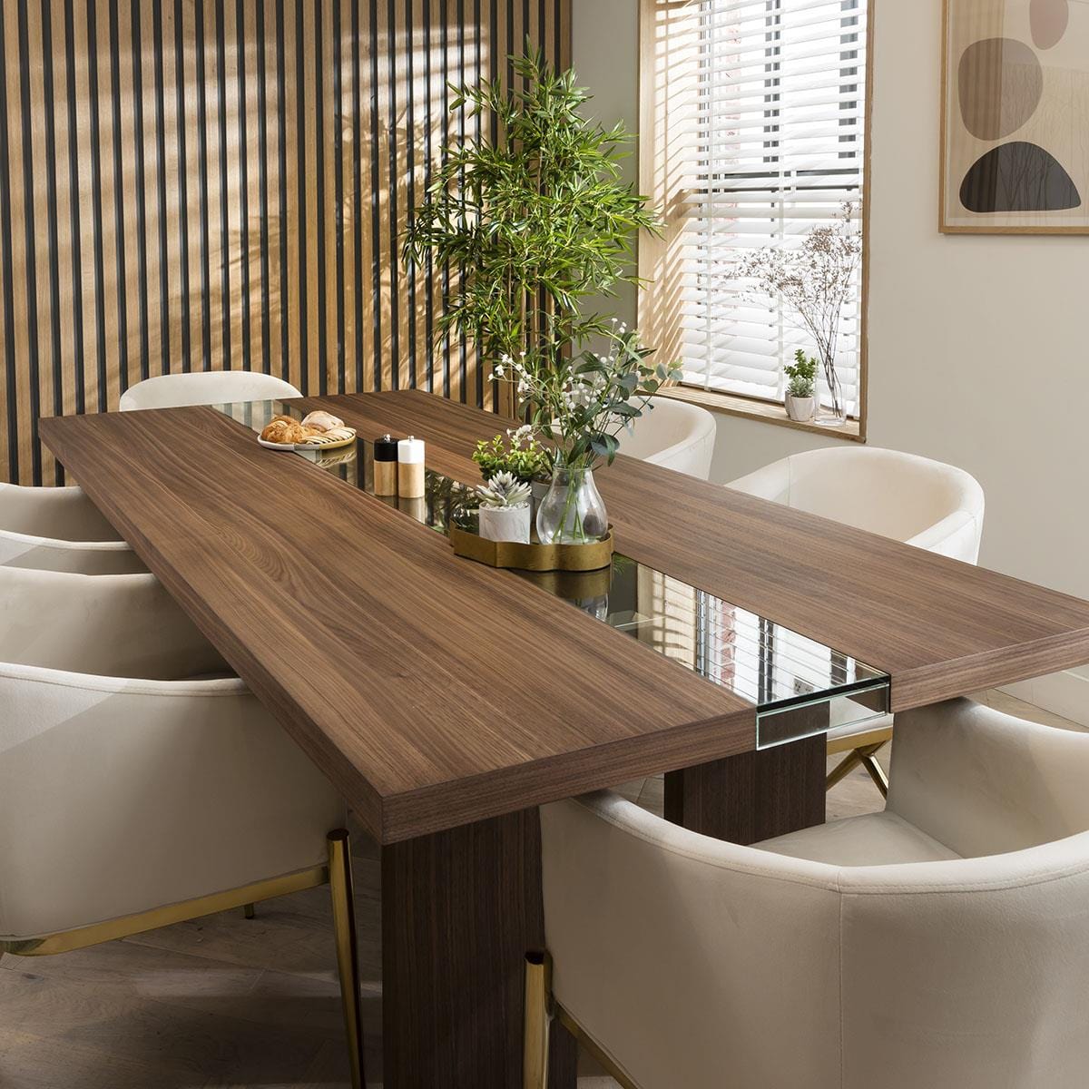 Quatropi Modern Large Kitchen 10 Seater Dining Table 240cm Walnut Brown