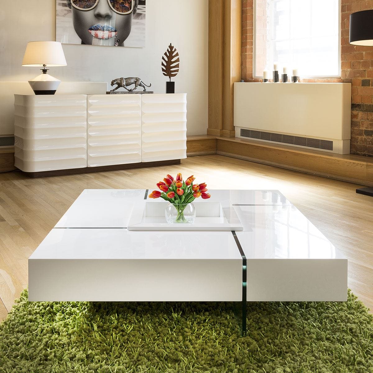 Quatropi Quatropi Modern Large White Gloss Coffee Table 1194mm Square 30cm High