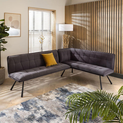 Davina Left-Hand Corner Dining Bench Grey 226x169cm