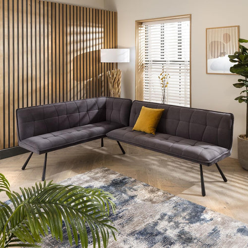 Davina Right-Hand Corner Dining Bench Grey 226x169cm