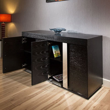 Quatropi Quatropi Modern Sideboard / Cabinet / Buffet in Black Oak / Stainless