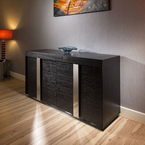 Quatropi Modern Sideboard / Cabinet / Buffet in Black Oak / Stainless