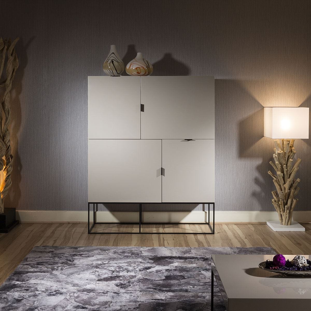 Quatropi Quatropi Modern Tall Cabinet / Sideboard in light Grey Gloss New 1411