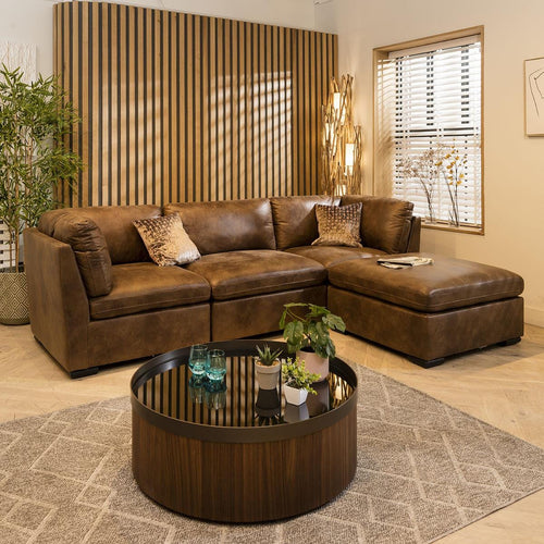 Mikey 3 Seater Modular Sofa Brown 285x190cm 2R