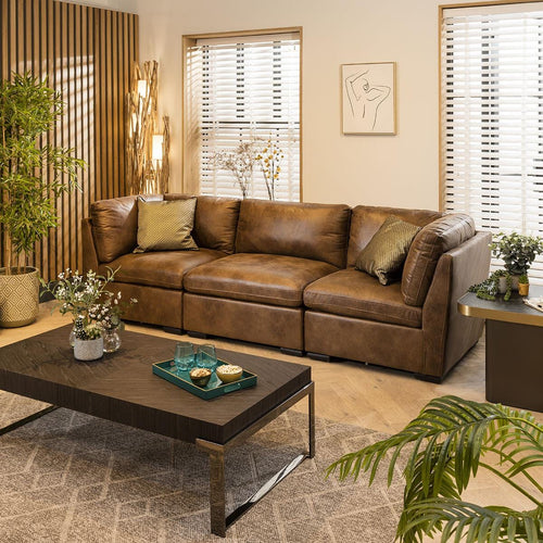Mikey 3 Seater Modular Sofa Brown 285x95cm 1