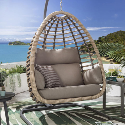 Bali Modern Outdoor Garden Egg Chair Coffee Beige