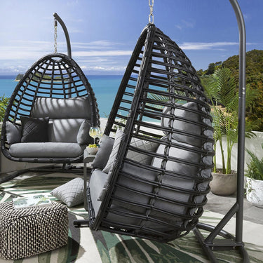 Quatropi Quatropi Outdoor Garden Luxury Hanging Egg Chair Charcoal Grey Swing