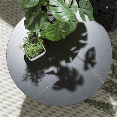 Quatropi Quatropi Outdoor Garden Side Table - Round Grey Ceramic Marble 