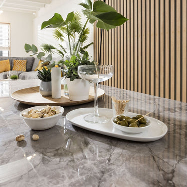Quatropi Quatropi Rectangular Ceramic Dining Table 6 Seater - Grey Marble Effect
