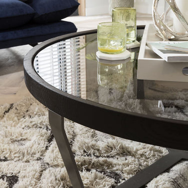 Quatropi Quatropi Round Coffee Table Ø 100cm Smoked Glass - Grey Metal Tri-Frame Base