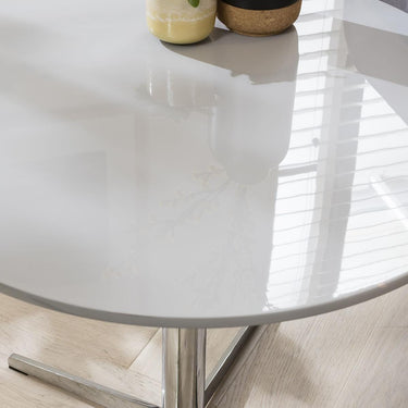 Quatropi Quatropi Round Side Table Grey Gloss on Pedistal Base