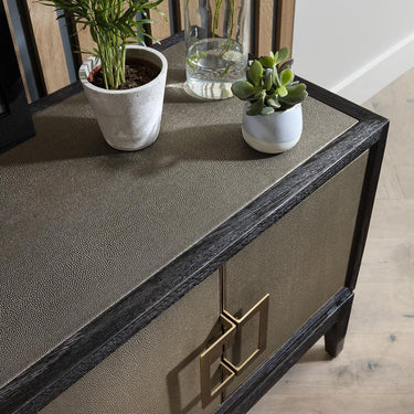 Quatropi Quatropi Shagreen TV Stand 185cm Gold - Black Oak Unit, 4 Doors, Open Storage