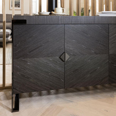 Quatropi Quatropi Sideboard Cabinet 182cm Smoked Oak Wood Finish & Rifle Grey Metal Legs